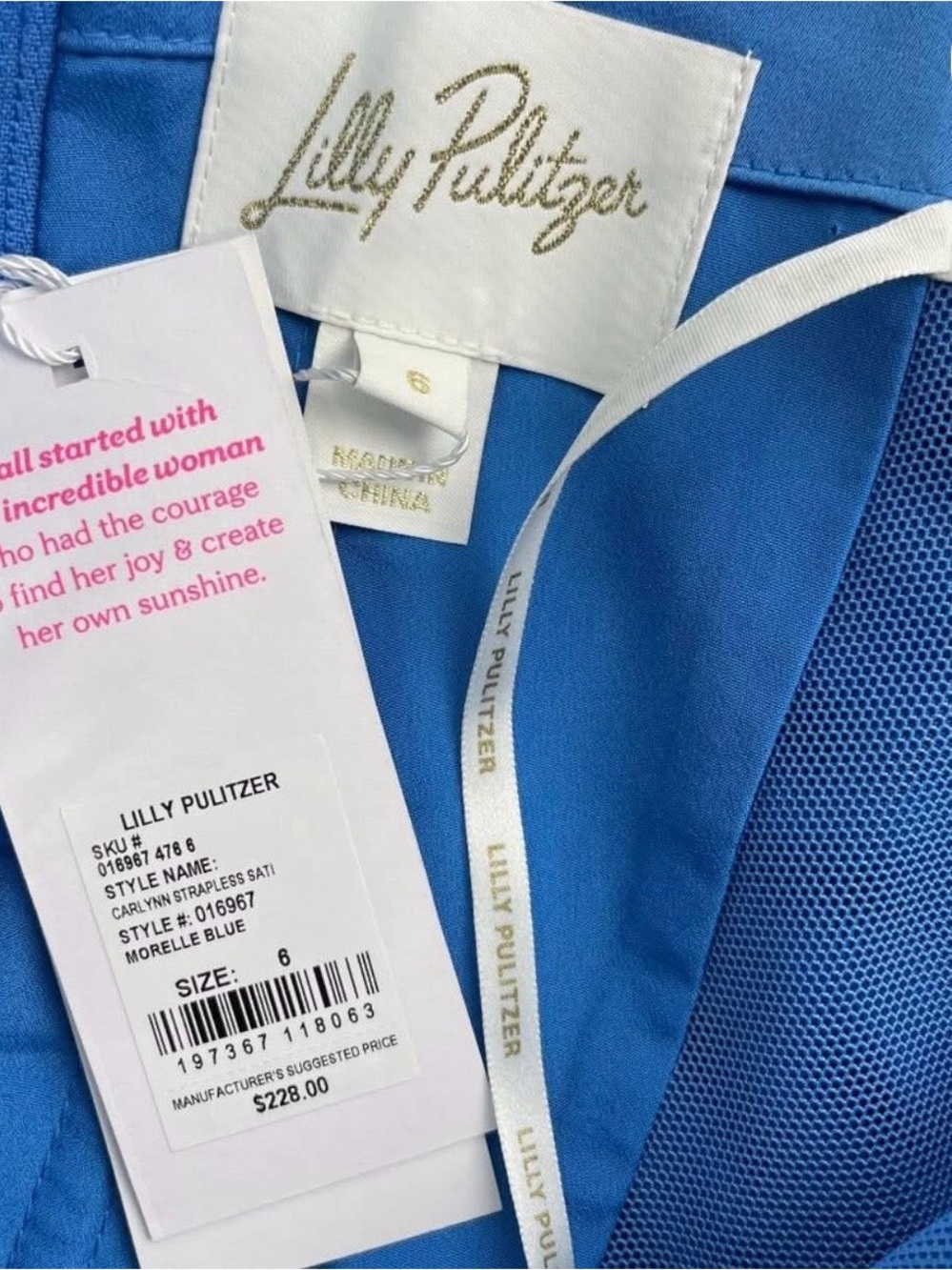 Lilly Pulitzer Morelle Blue Strapless Satin Dress - Picture 2 of 3